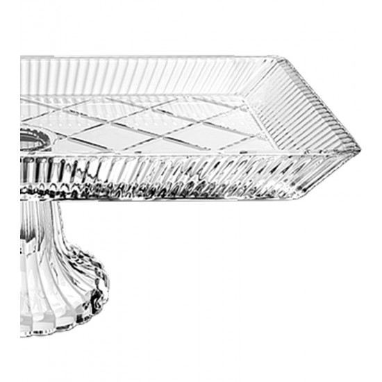 Bandeja Com Pé 33cm Comprimento Por 16cm De Largura Em Vidro